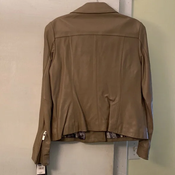 Wilson’s 💯Genuine Taupe Leather Moto Gorgeous Lining Logo Jacket New With Tags